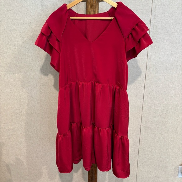 Dresses & Skirts - Elegant Red Ruffle Dress Size XL NWOT